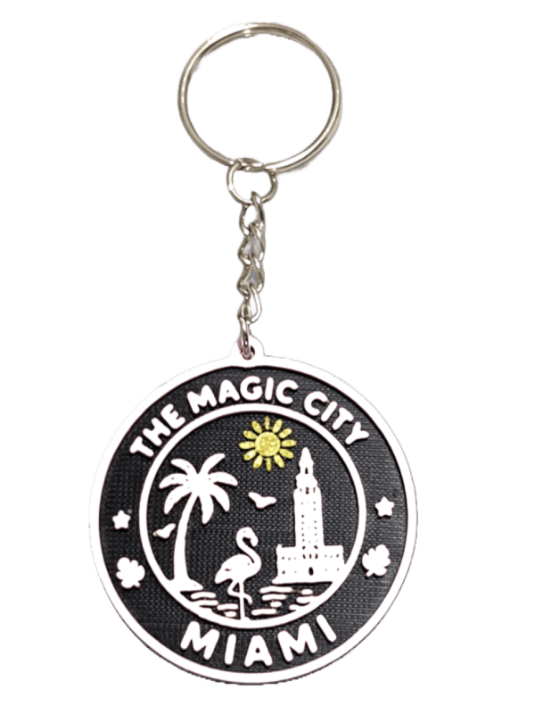Miami Keychain – Black, White & Yellow