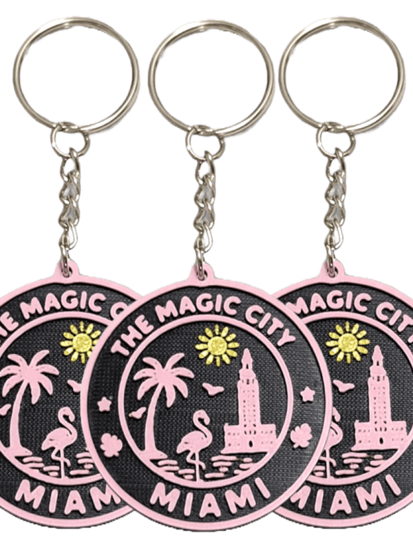 The Magic City — Miami Keychain (Pink & Black Design) Pack of 3