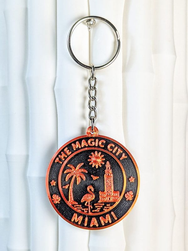 Miami Keychains – Black & Shiny Orange