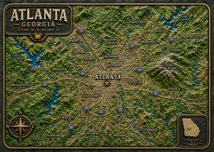 Atlanta - Georgia — Topography & Natural Relief Magnet