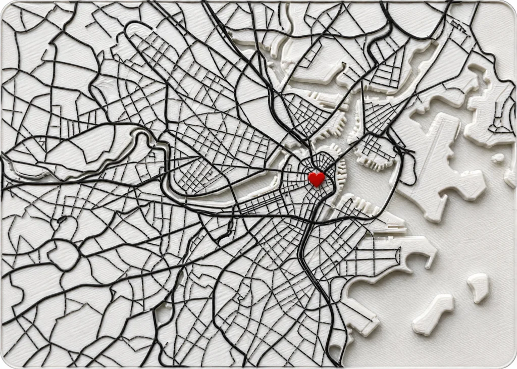 Boston - Massachusetts — Minimalist Map Contour Magnet