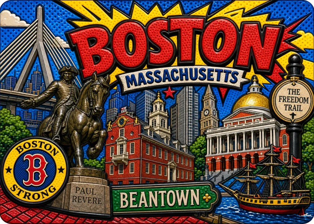 Boston - Massachusetts — Pop Art Comic Magnet