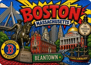 Boston - Massachusetts — Pop Art Comic Magnet