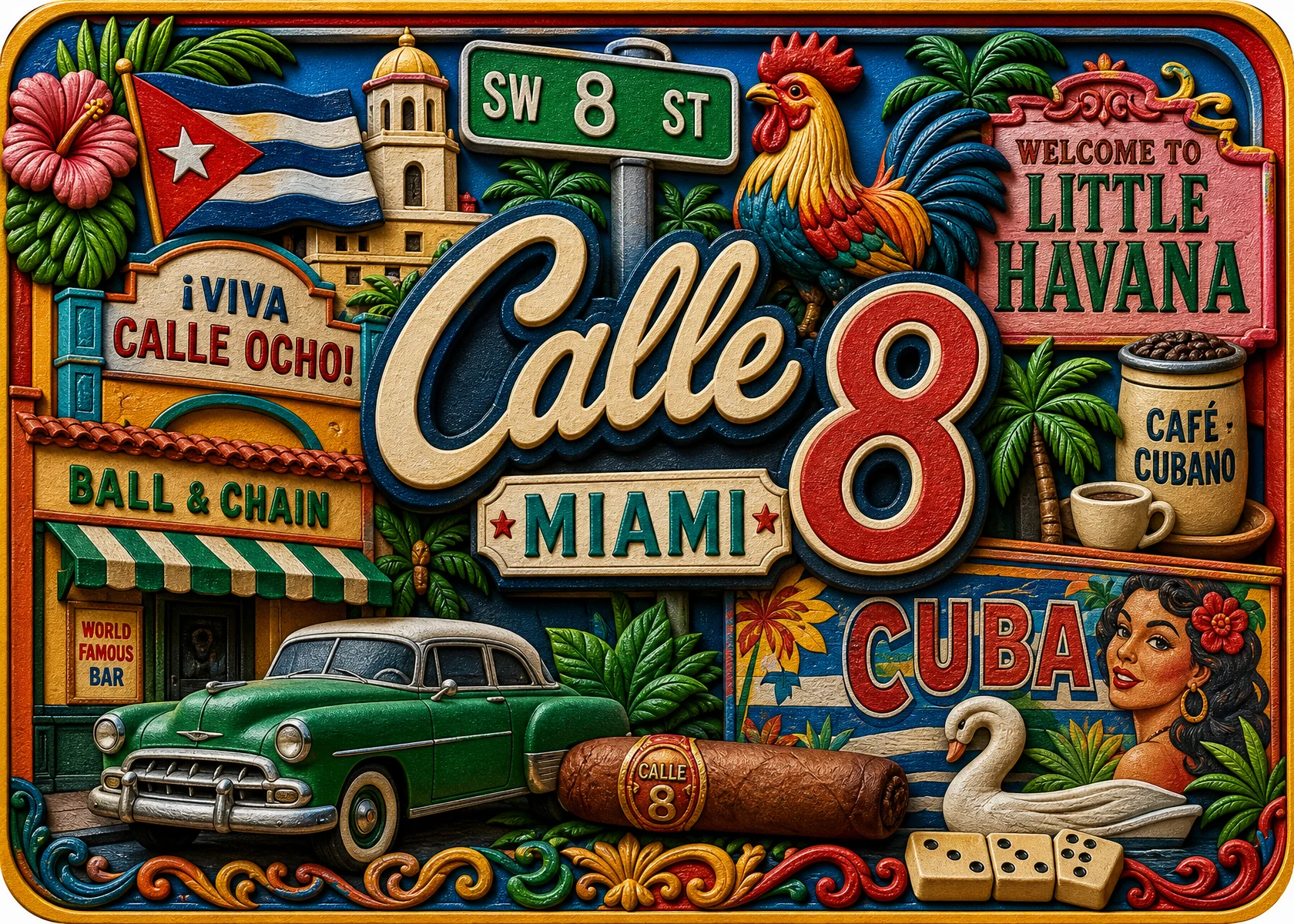 Calle 8 - Miami — Vibrant Layers 3D