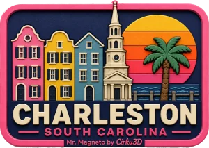 Charleston - South Carolina — Vibrant Layers 3D Magnet
