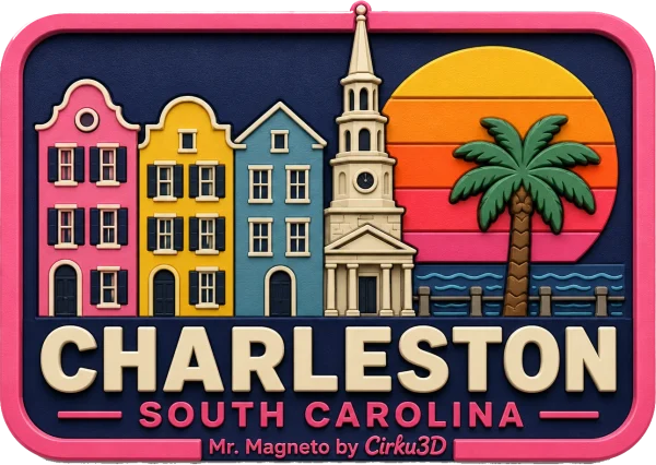 Charleston - South Carolina — Vibrant Layers 3D Magnet