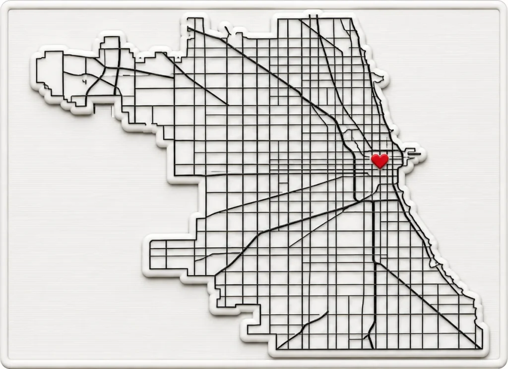 Chicago - Illinois — Minimalist Map Contour Magnet