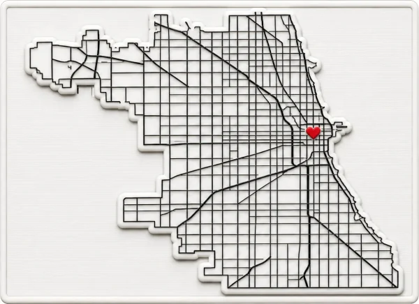 Chicago - Illinois — Minimalist Map Contour Magnet