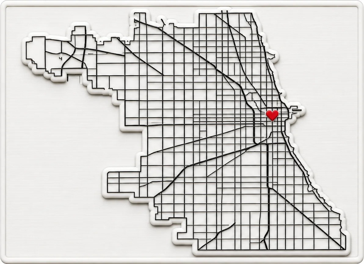 Chicago - Illinois — Minimalist Map Contour Magnet