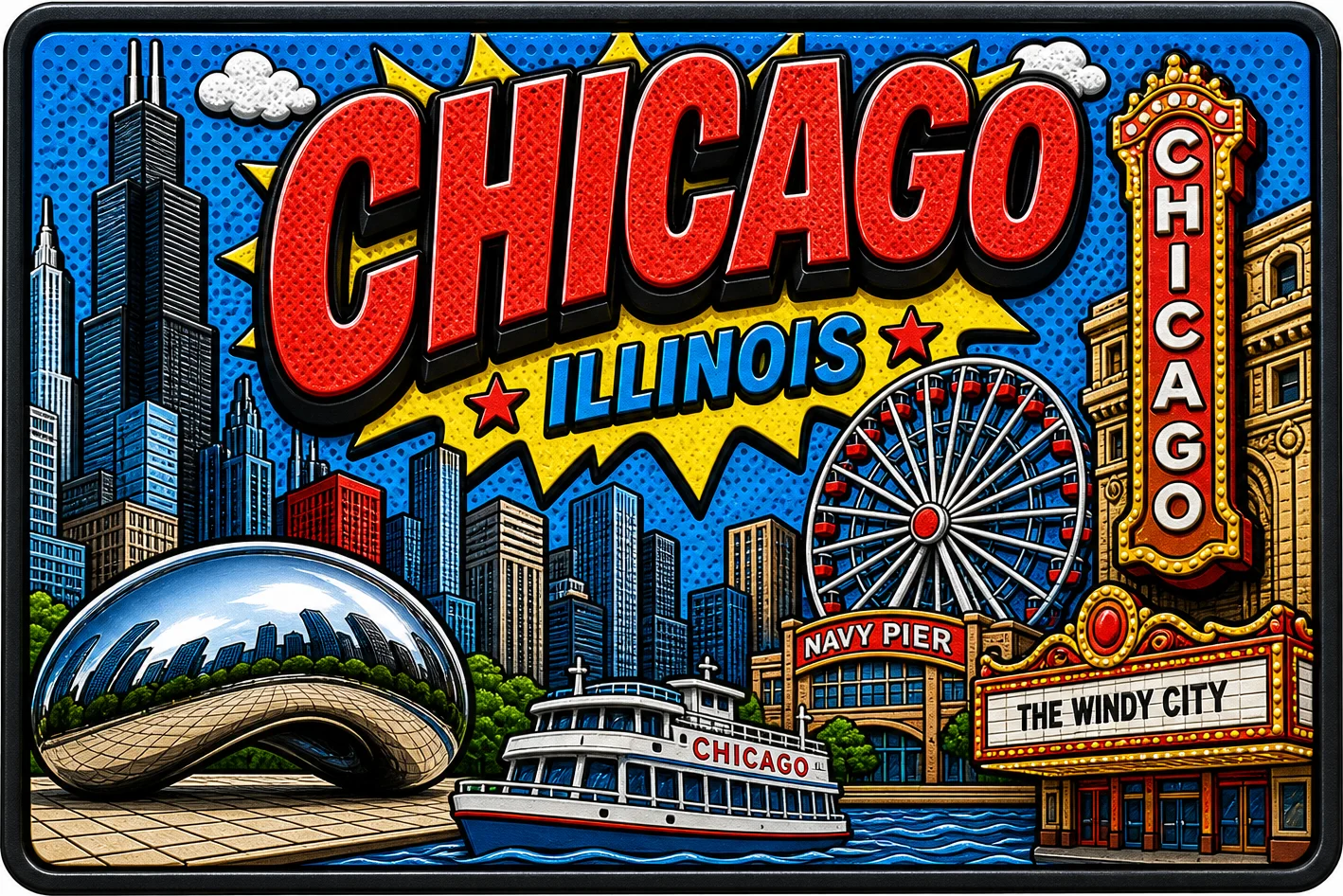 Chicago - Illinois — Pop Art Comic Magnet