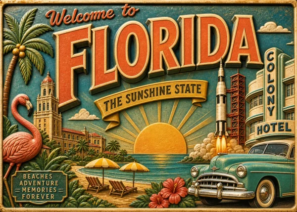 - Florida — Retro Travel Poster