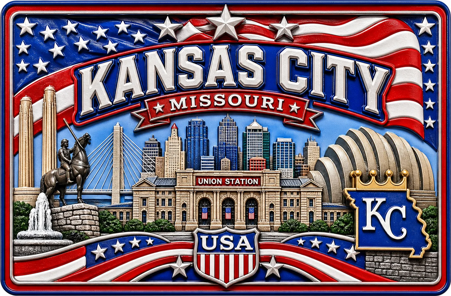 Kansas City - Missouri — American Patriotic 3D Magnet