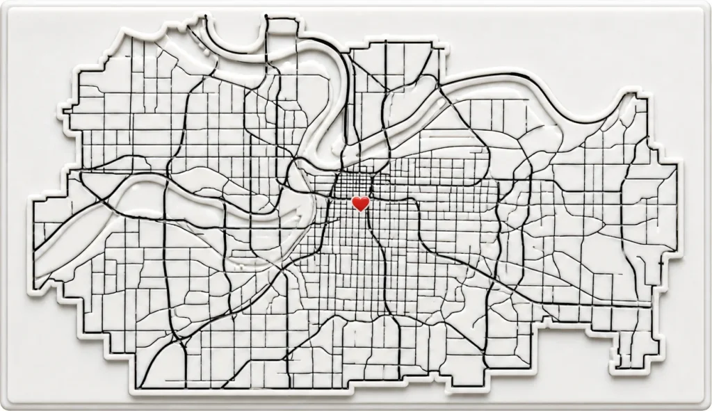 Kansas City - Missouri — Minimalist Map Contour Magnet