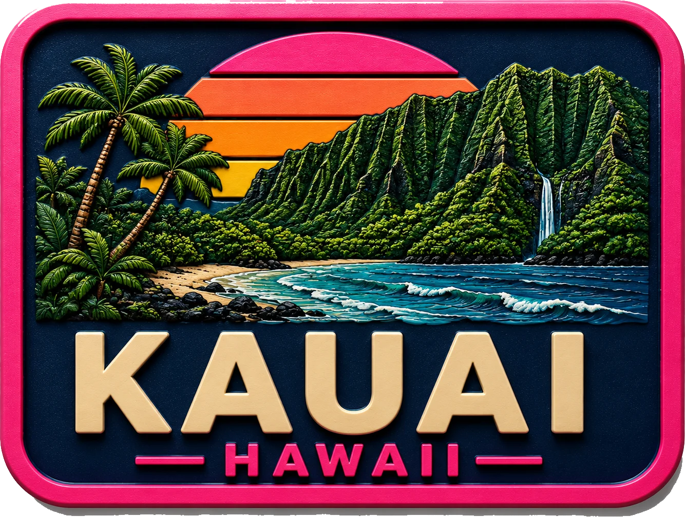 Kauai - Hawaii — Vibrant Layers 3D Magnet