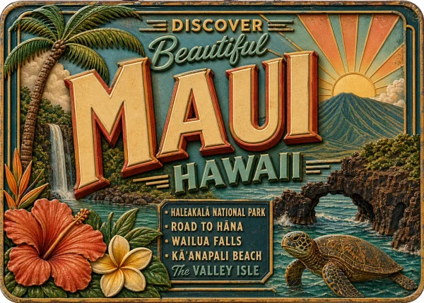 Maui - Hawaii β Retro Travel Poster
