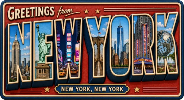 New York - New York — Big Letter "Greetings From" Magnet