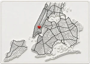 New York - New York — Minimalist Map Contour Magnet