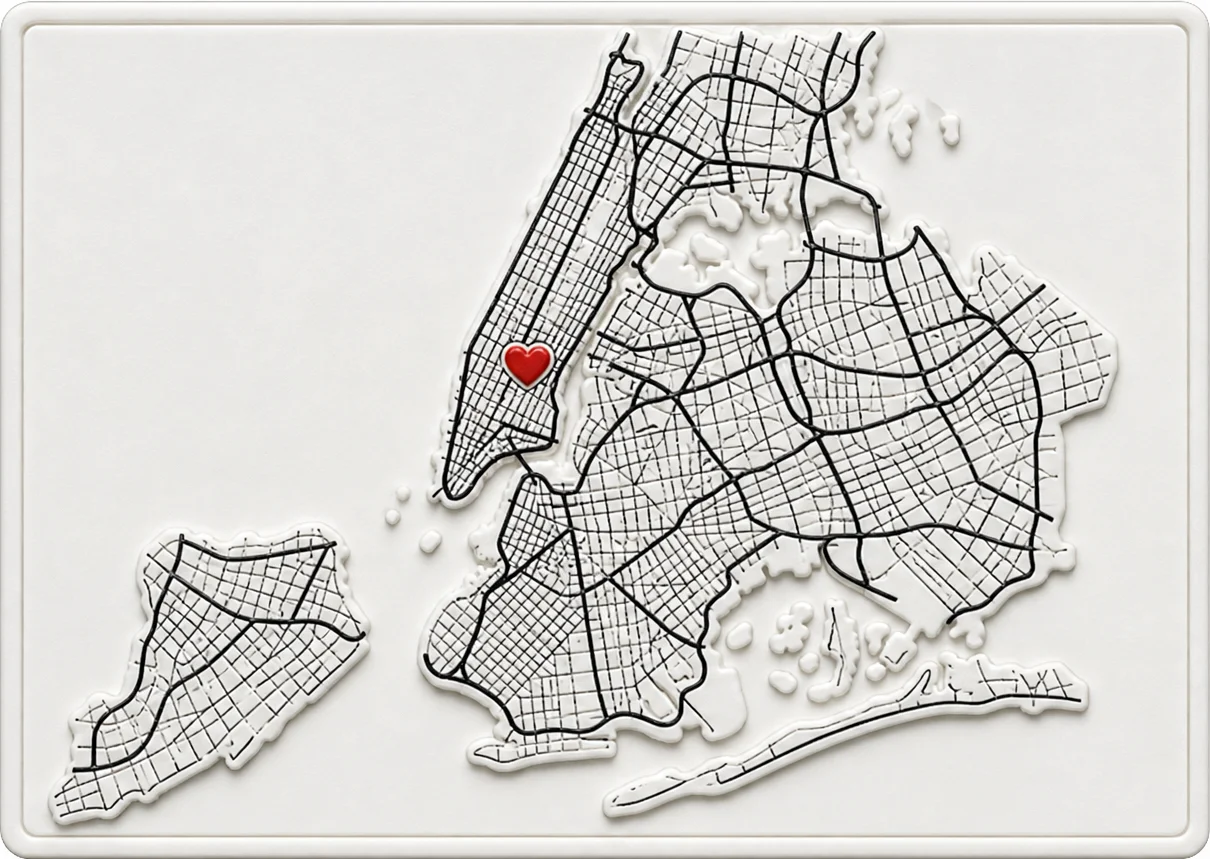 New York - New York — Minimalist Map Contour Magnet