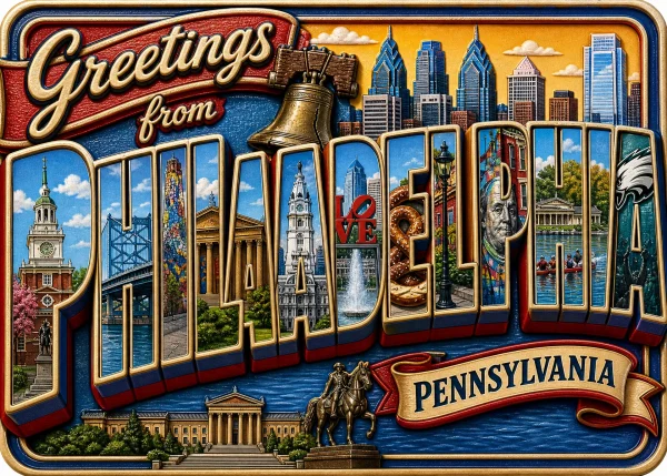 Philadelphia - Pennsylvania — Big Letter "Greetings From" Magnet