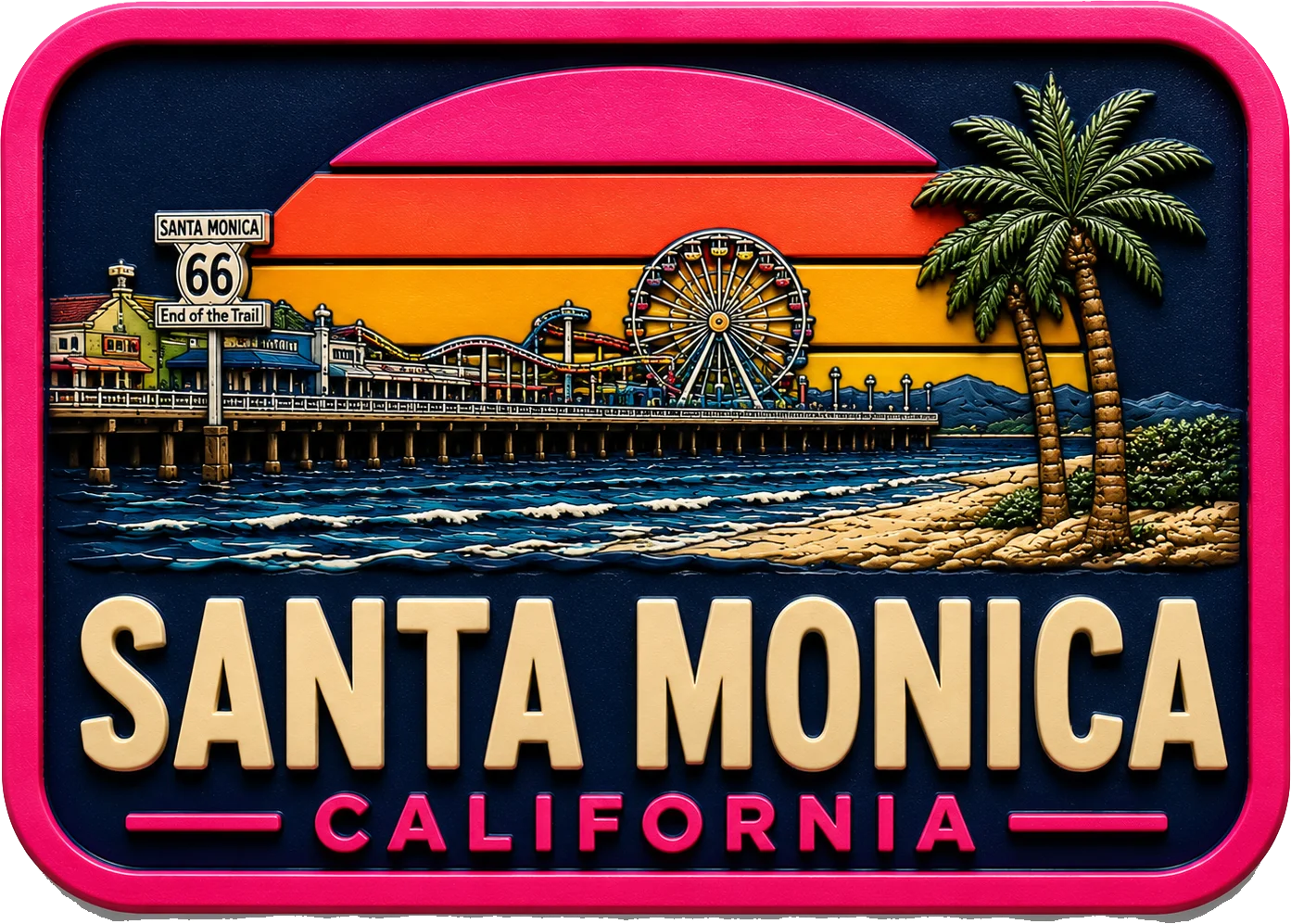 Santa Monica - California — Vibrant Layers 3D Magnet
