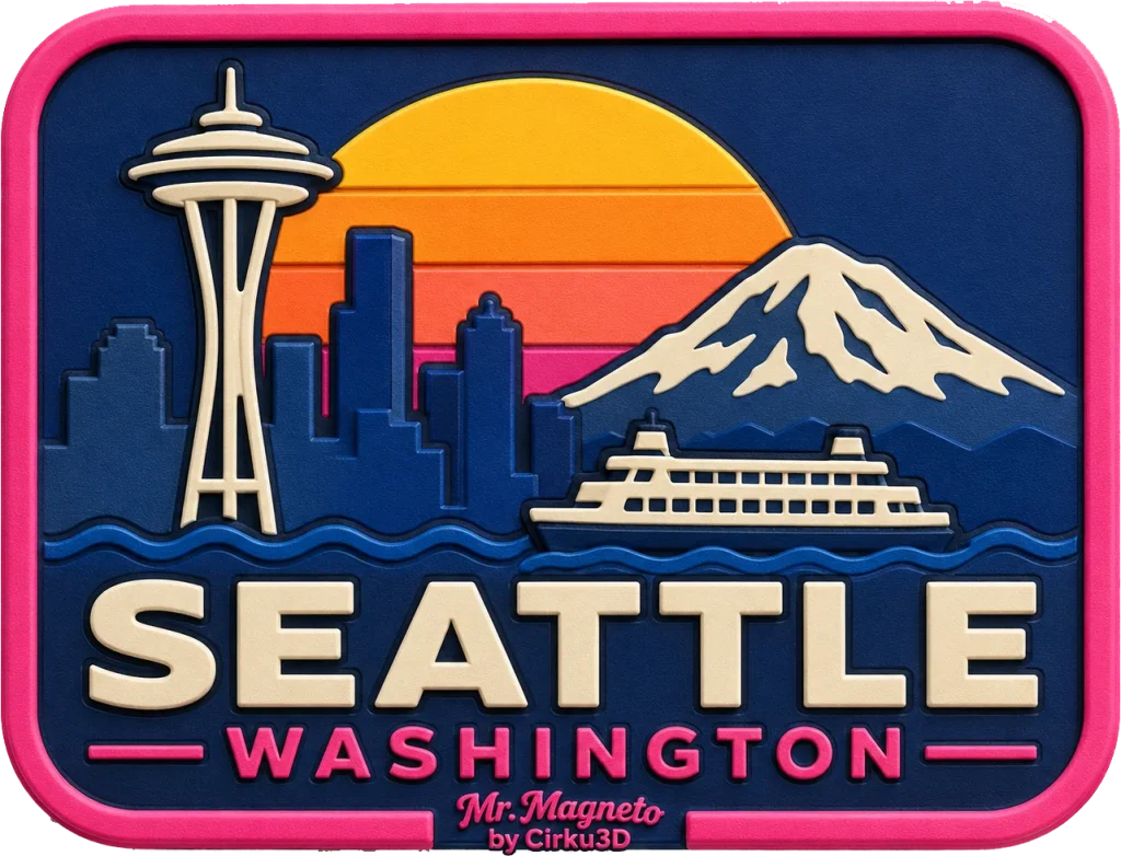 Seattle - Washington — Vibrant Layers 3D Magnet