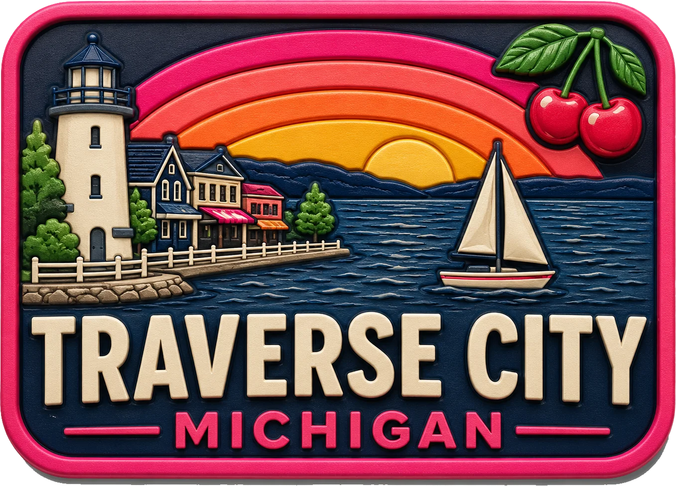 Traverse City - Michigan — Vibrant Layers 3D Magnet