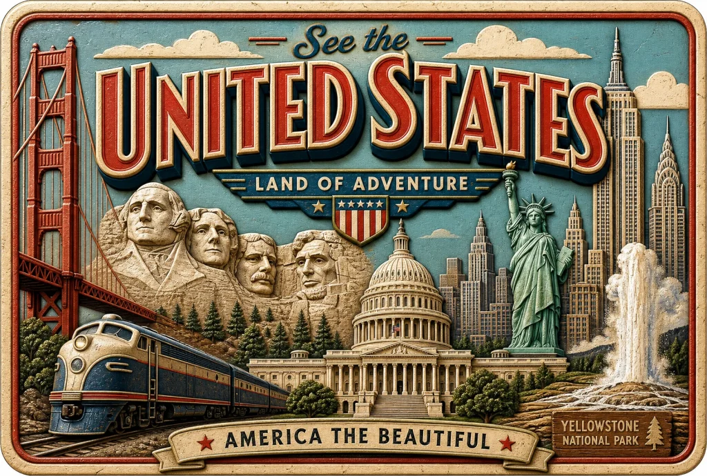 - United States — Retro Travel Poster