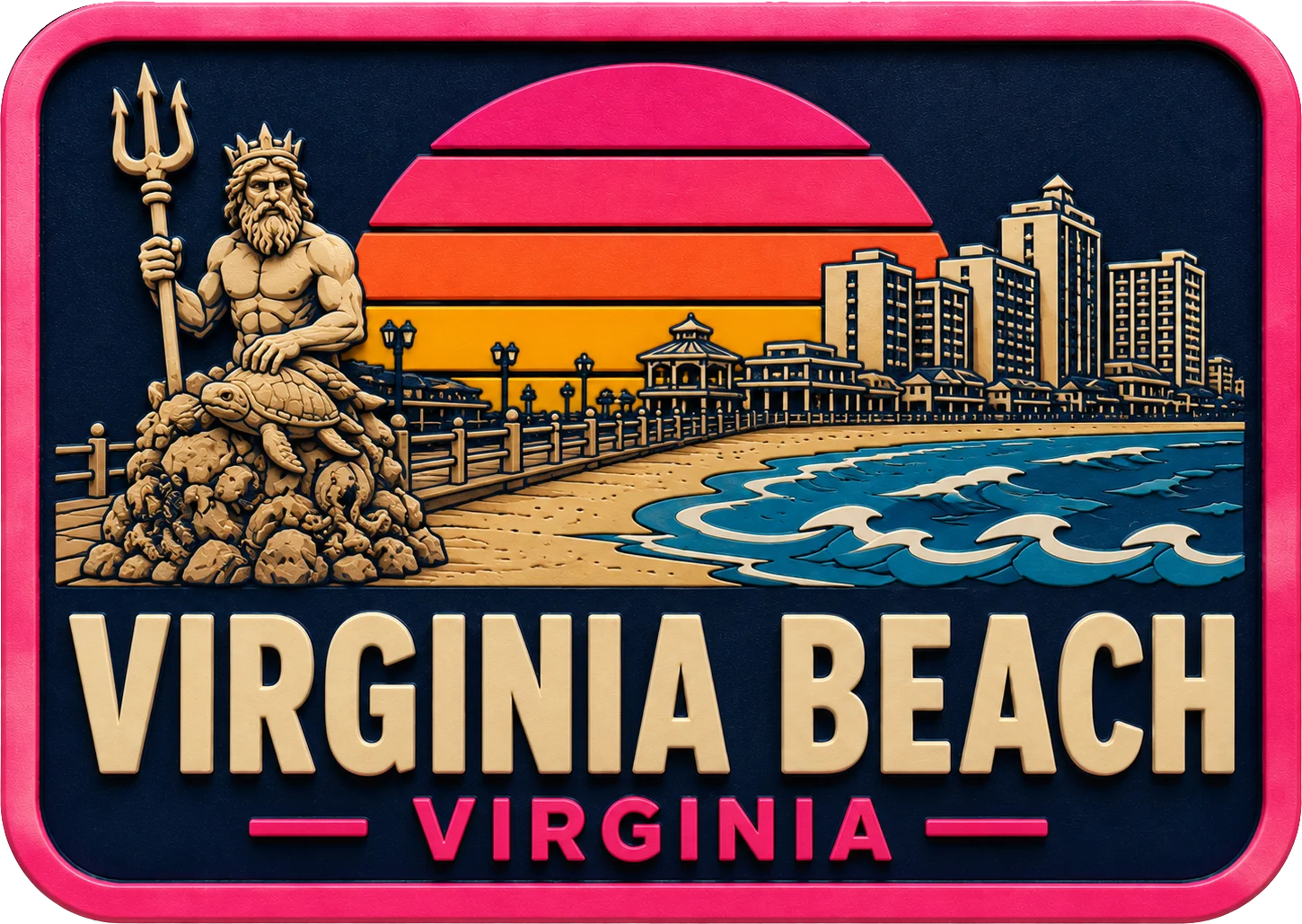 Virginia Beach - Virginia — Vibrant Layers 3D Magnet