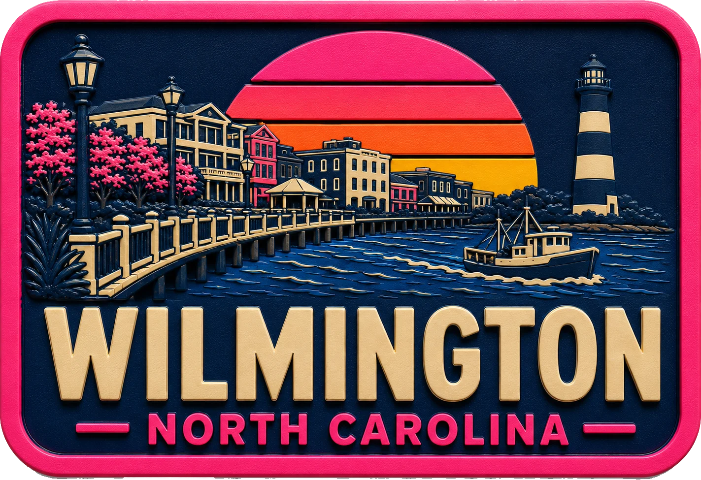 Wilmington - North Carolina — Vibrant Layers 3D Magnet