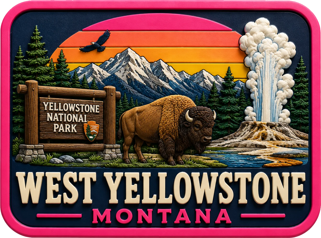 Yellowstone National Park - Montana — Vibrant Layers 3D Magnet